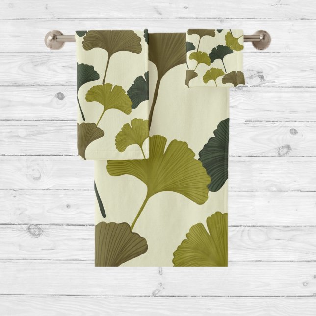 Ginko Bilbao Leaves  Bath Towel Set (Creator Uploaded)