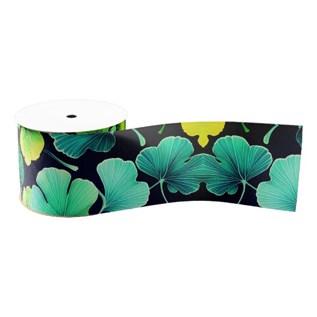 Ginko biloba leaves  grosgrain ribbon (Spool)