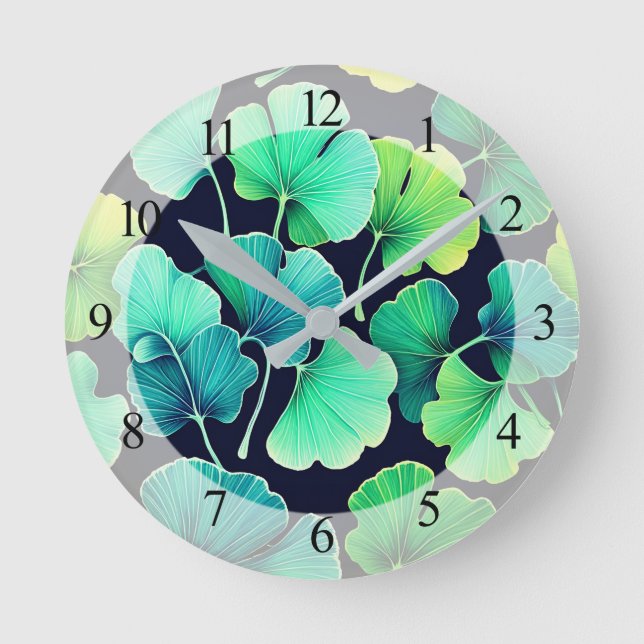 Ginko biloba leaves  round clock (Front)