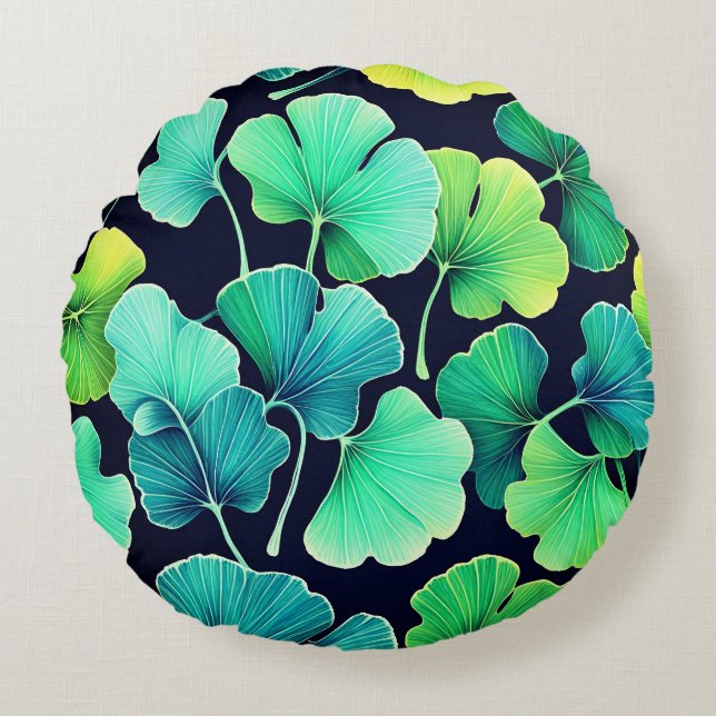 Ginko biloba leaves  round cushion (Front)