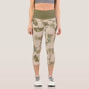 Ginko Leaf Pattern   Capri Leggings