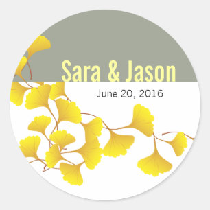 Ginko Leaves Wedding Label