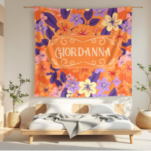 Giordanna Modern Floral Colourful Blooms Fleece Blanket