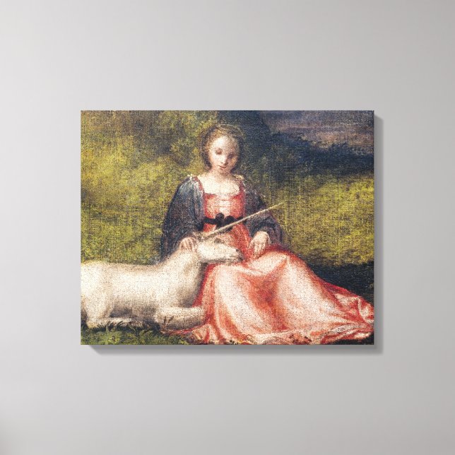 Giorgione's Woman with Unicorn (1510) Canvas Print (Front)