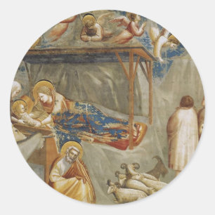 Giotto di Bondone The Nativity Fine Art Collection Classic Round Sticker