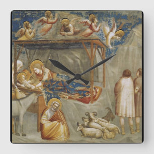 Giotto di Bondone The Nativity Fine Art Collection Square Wall Clock