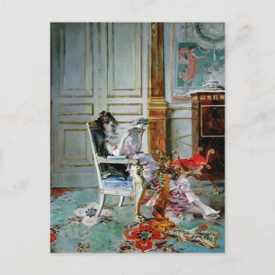 Giovanni Boldini- Girl Reading in a Salon Postcard