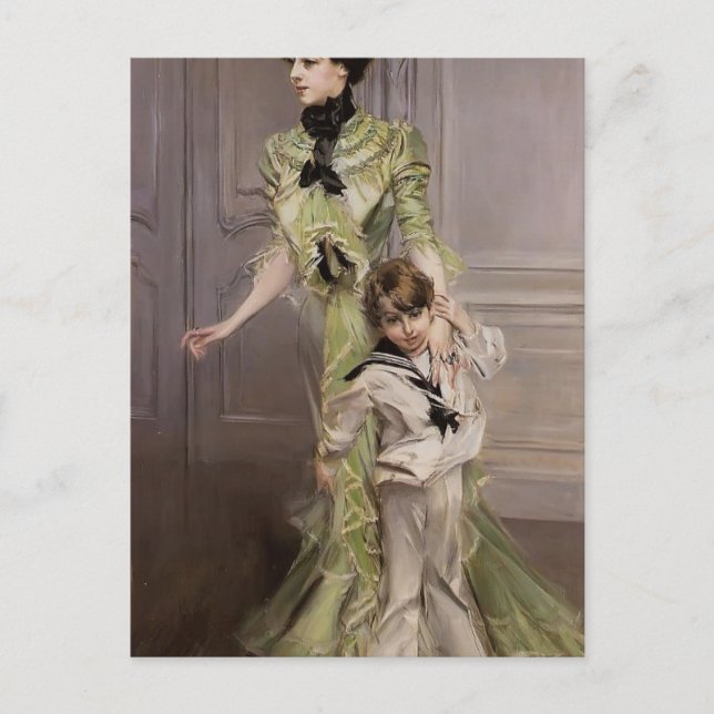 Giovanni Boldini- Madame Georges Hugo & her son Postcard (Front)