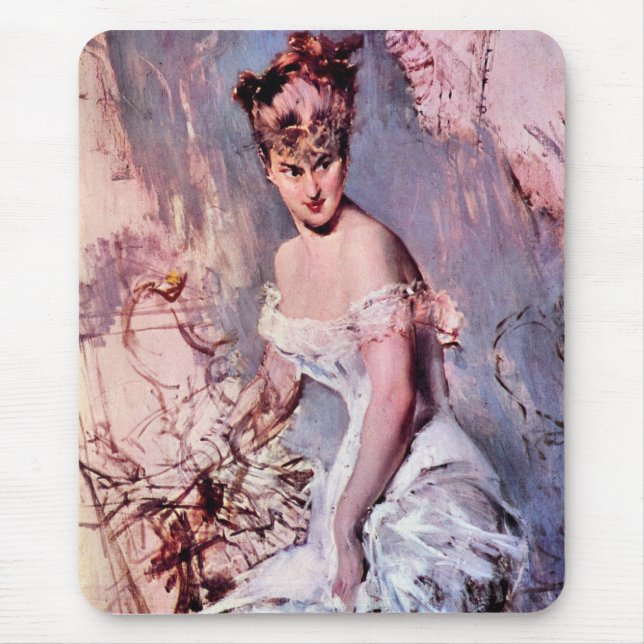 Giovanni Boldini - The actress Alice Regnault Mouse Mat (Front)