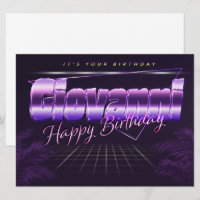 Giovanni Name first name purple retro card birthda