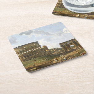 Giovanni Paolo Panini View of the Colosseum Square Paper Coaster