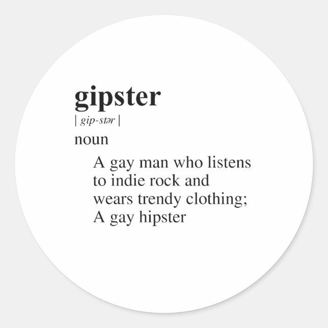 GIPSTER CLASSIC ROUND STICKER (Front)