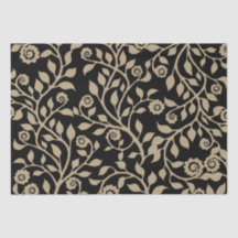 Gipsy Swirls Elegant Floral Pattern Black Beige