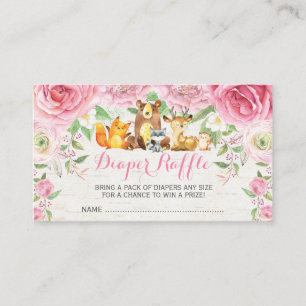 Gir Woodland Pink Floral Baby Diaper Raffle Ticket Enclosure Card