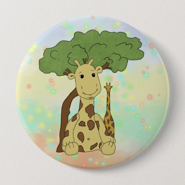 Giraffe 10 Cm Round Badge (Front)