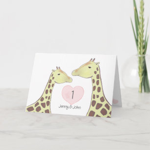 Giraffe 1st Wedding Anniversary Card