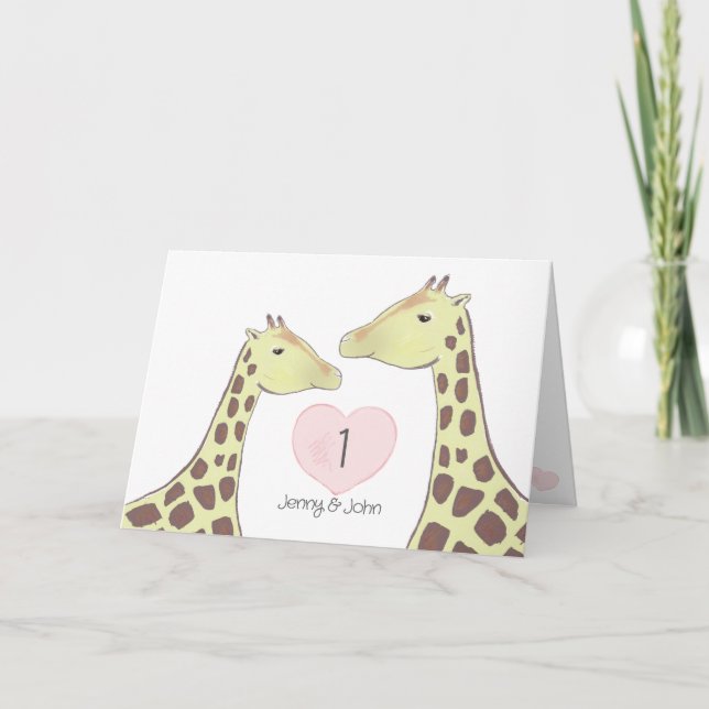 Giraffe 1st Wedding Anniversary  Card (Front)