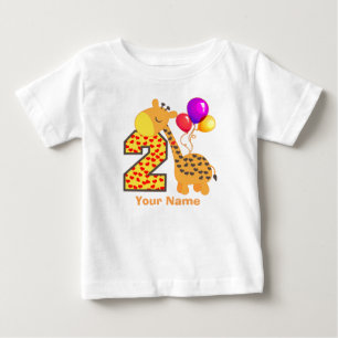 Giraffe 2nd Birthday Hearts Baby T-Shirt