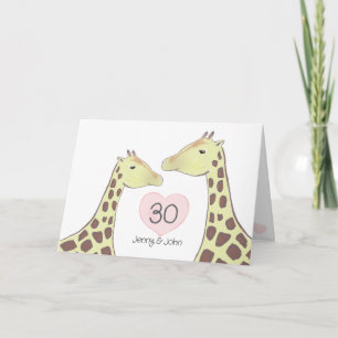 Giraffe 30th Pearl Wedding Anniversary Card