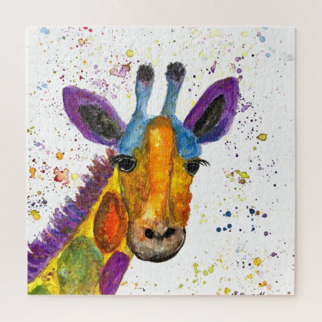 Giraffe Abstract Animals Wild Cute Art Rainbow Jigsaw Puzzle (Vertical)