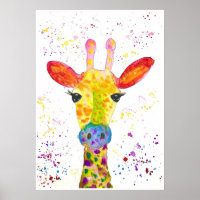 Giraffe Abstract Animals Wild Cute Art Rainbow