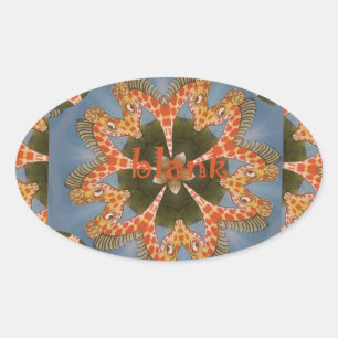 Giraffe Abstract Art Print Oval Sticker