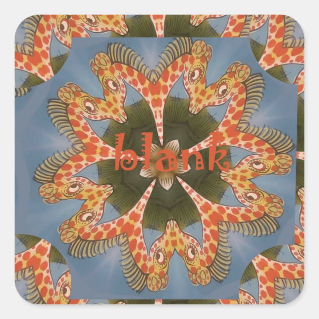 Giraffe Abstract Art Print Square Sticker (Front)