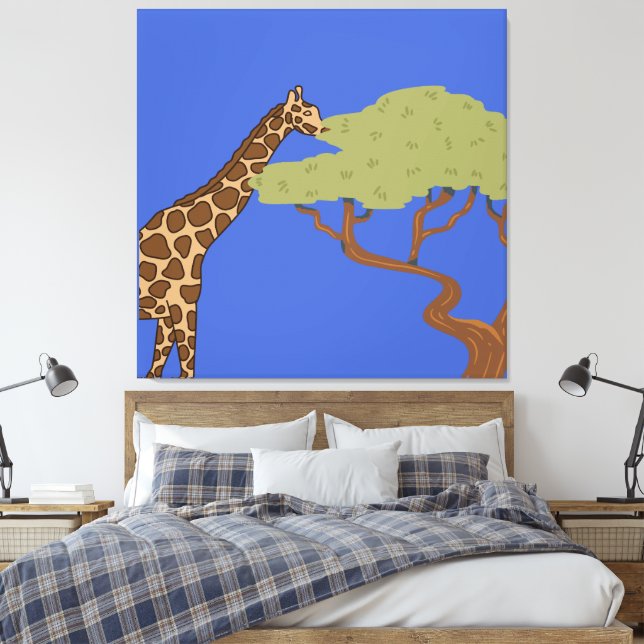 Giraffe, acacia canvas print (Insitu(Bedroom))