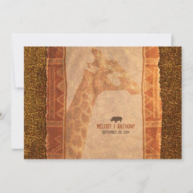 Giraffe African Safari Wedding Invitation (Front)
