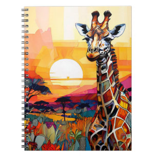 Giraffe African Sunset Notebook Journal