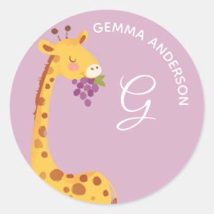 Giraffe • Alphabet Monogram Cute School Daycare Classic Round Sticker