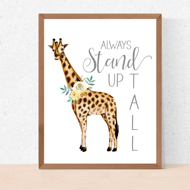 Giraffe Always Stand Up Tall Modern Watercolor  Poster (Creator Uploaded)