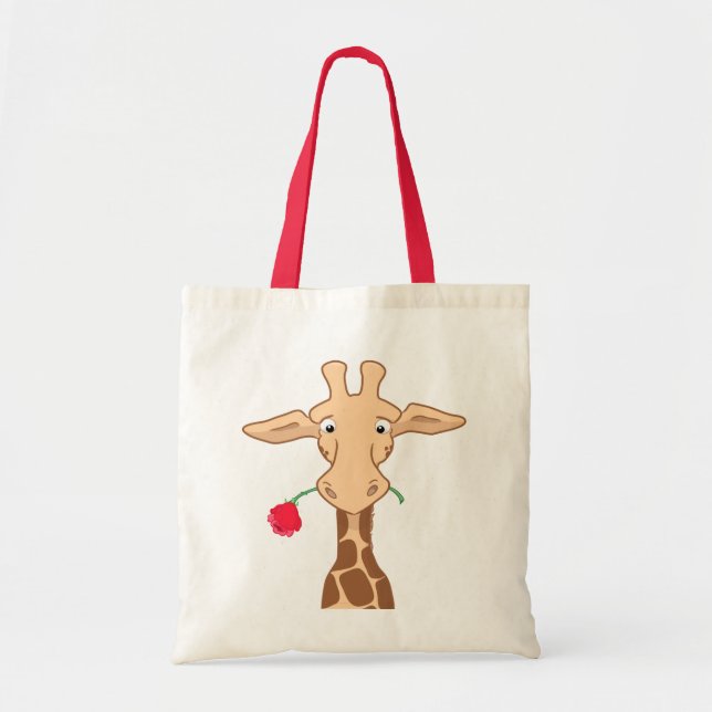 Giraffe and a Rose Tote Bag (Front)