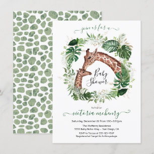 Giraffe and Baby Jungle Baby Shower Invitation