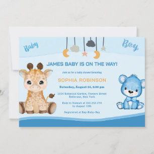 Giraffe and Bear Baby Shower Invitation