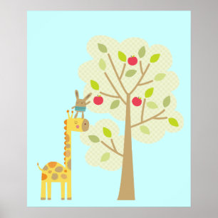 Giraffe and Bunny Poster