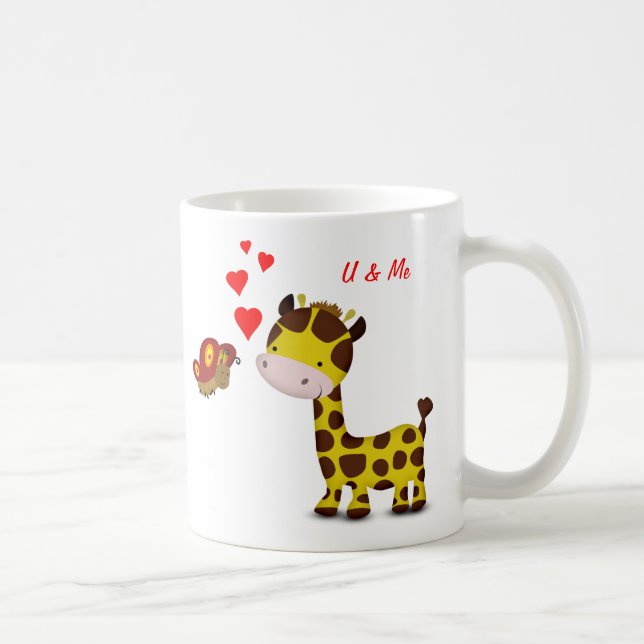 Giraffe and Butterfly in Love Coffee Mug (Right)