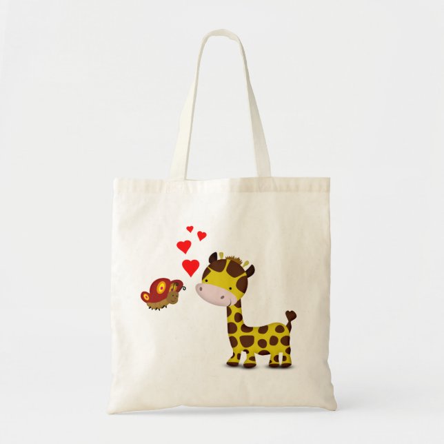 Giraffe and Butterfly in Love Tote Bag (Front)