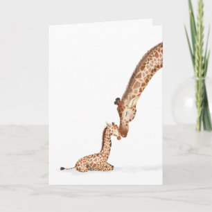 Giraffe and calf close up Mother's Day Card