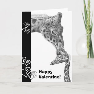 Giraffe and Calf Happy Valentine Card