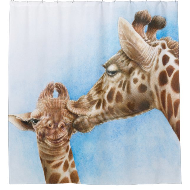 Giraffe and Calf Shower Curtain (Front)