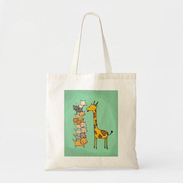Giraffe and Cats Tote Bag (Front)
