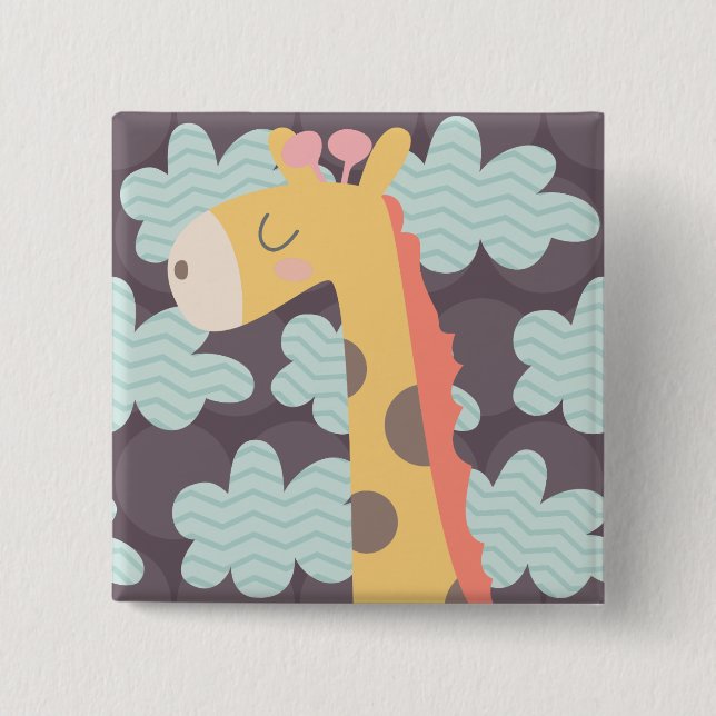Giraffe and Clouds 15 Cm Square Badge (Front)