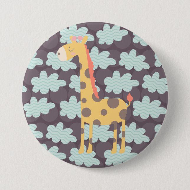 Giraffe and Clouds 7.5 Cm Round Badge (Front)