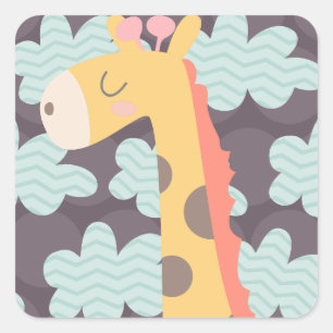 Giraffe and Clouds Square Sticker