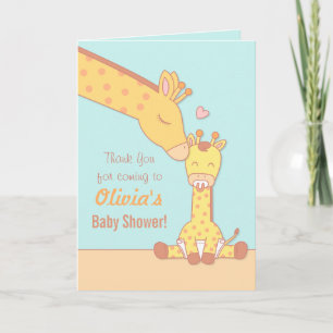 Giraffe and Cute Baby Calf Thank You Greeting Card