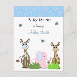 Giraffe and Elephant Baby Shower Invitation