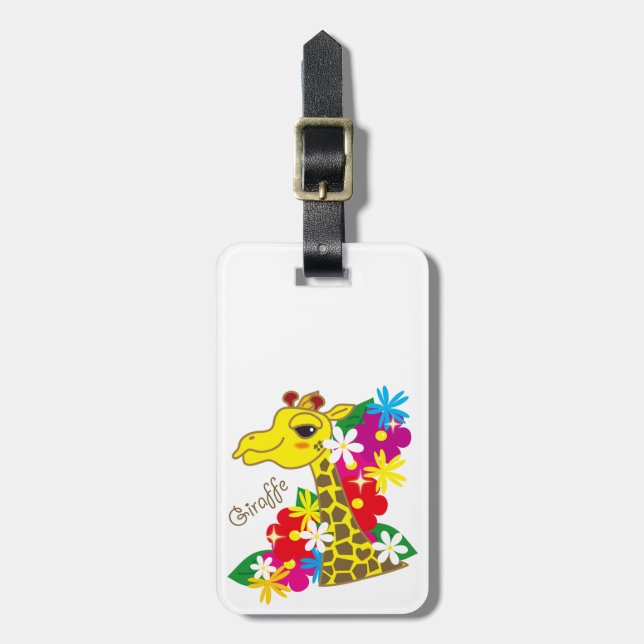 Giraffe and flower luggage tag (Front Vertical)