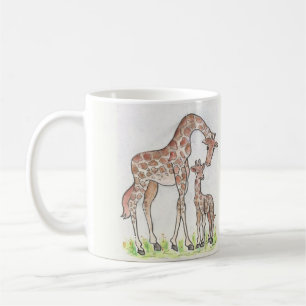 Giraffe and Her Calf design on a Mug / Cup