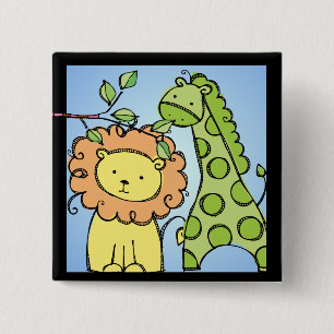 Giraffe and Lion Button